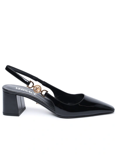 VERSACE VERSACE BLACK PATENT LEATHER SLING BACK WOMAN