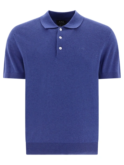 Apc A.p.c. Gregory Logo Embroidered Polo Shirt In Blue