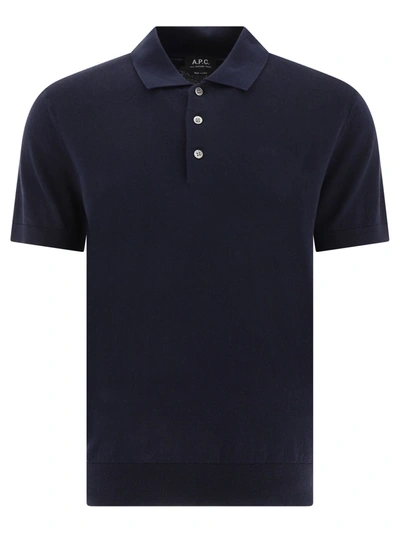 Apc A.p.c. Gregory Logo Embroidered Polo Shirt In Blue