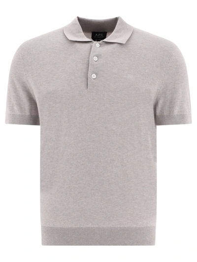 Apc A.p.c. Gregory Logo Embroidered Polo Shirt In Grey