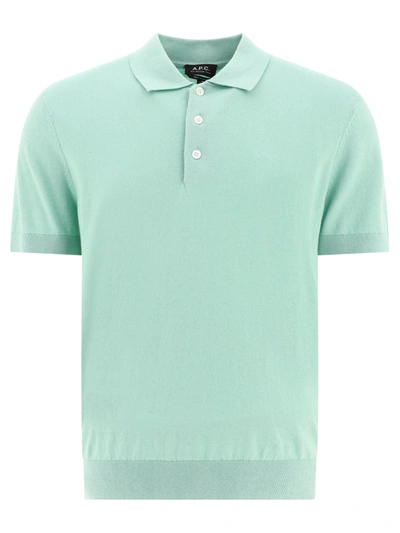Apc A.p.c. Gregory Logo Embroidered Polo Shirt In Green