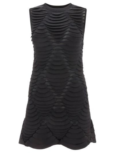 Alaïa 3-d Python Diamond Motif Dress In Noir Alaia