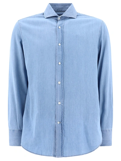 Brunello Cucinelli Classic Tailored Shirt In Blue