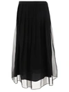 Brunello Cucinelli Crispy Silk Paneled Maxi Circle Skirt In Black