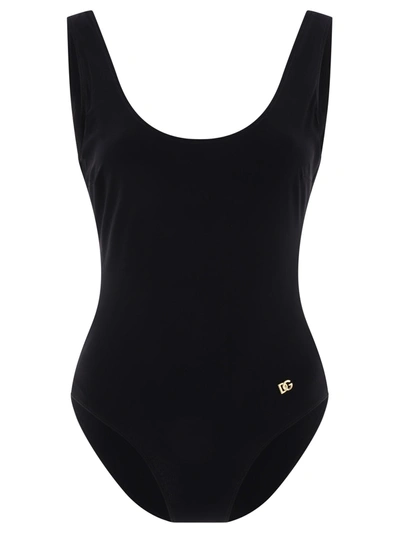 Dolce & Gabbana Swimsuit With Logo In Black