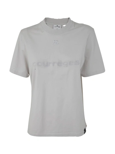 Courrèges Distressed Dry Jersey T-shirt In White