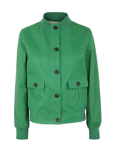 Giorgio Brato Lamb Leather Bomber In Green