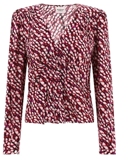 Isabel Marant Fuchsia Ruffled V-neck Blouse For Women