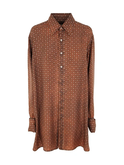 Maison Margiela Long Sleeved Shirt In Brown