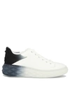 Jimmy Choo Diamond Maxi Logo-embossed Leather And Woven Low-top Trainers In White,blue,black