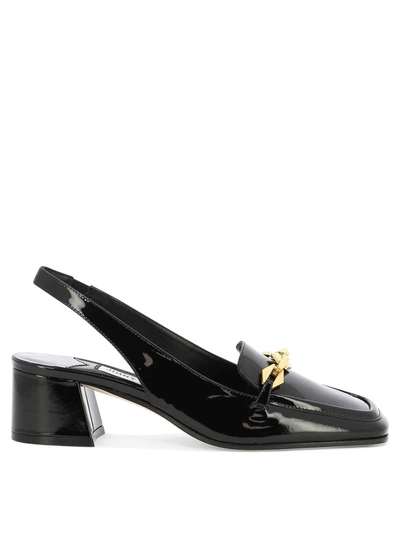 Jimmy Choo Diamond Tilda Chain Slingback Loafers In Black