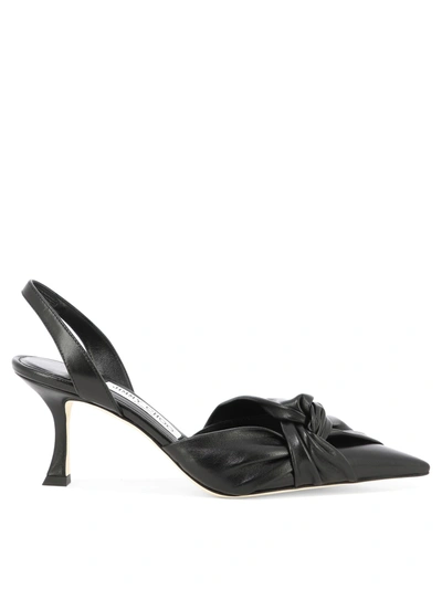 Jimmy Choo Hedera Leather Knot Halter Pumps In Black