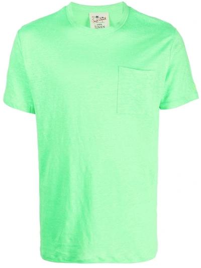 Mc2 Saint Barth Patch-pocket Linen T-shirt In Green
