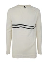 Md75 Striped Round Neck Pullover In White