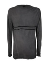 Md75 Striped Round Neck Pullover In Grey