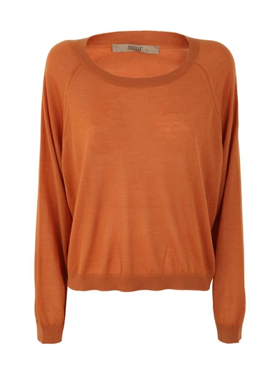 Nuur Wide Boxy Round Neck Pullover In Orange