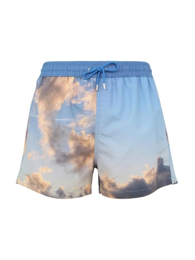 Paul Smith Cloud-print Swim Shorts In Blue