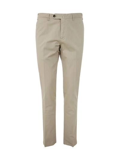 Pt01 Man Cotton Gabardine Classic Trousers In Brown