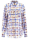 Marni Mix-print Pointed-collar Silk Shirt In Light Blue