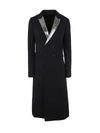 Sapio Gabardine Smoking Double Breasted Coat In Black