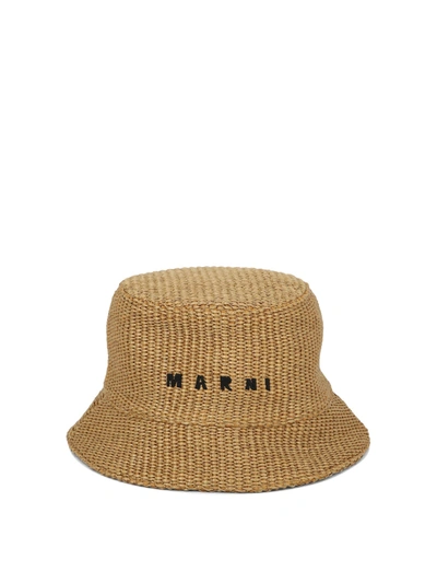 Marni Logo Embroidered Bucket Hat In Brown