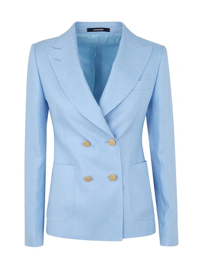 Tagliatore Four Buttons Double Breasted Blazer And Pinces Shorts Suit In Blue