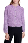 Maje Sequin Knit Cardigan For Spring/summer In Fuchsia Pink /
