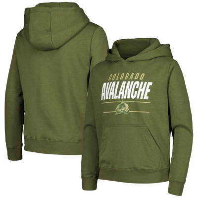Levelwear Kids' Youth  Olive Colorado Avalanche Podium Fleece Pullover Hoodie