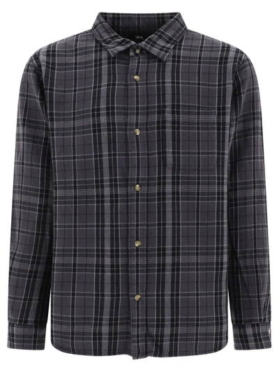 Stussy Cotton Shirt With Madras Motif In Grey