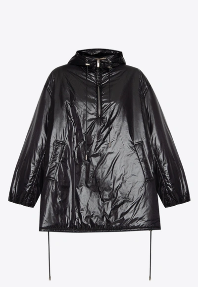 Saint Laurent Cassandre Padded Jacket With Hood In Black