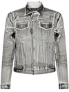 Dsquared2 Cracked-effect Denim Jacket In Grey/black