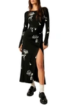 FREE PEOPLE LOVE & BE LOVED FLORAL LONG SLEEVE MAXI DRESS