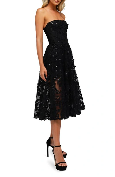 Helsi Florence Strapless Lace Applique Midi Dress In Black