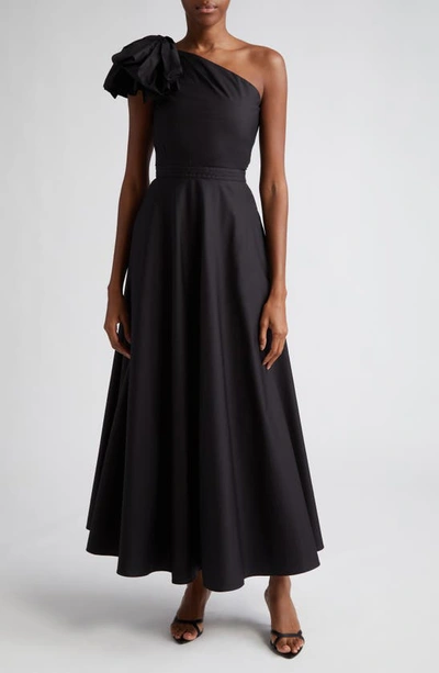 Giambattista Valli Ruffle-shoulder Poplin Maxi Dress In Black