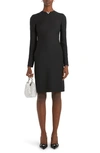 Valentino V Detail Long-sleeve Mini Shift Dress In Black