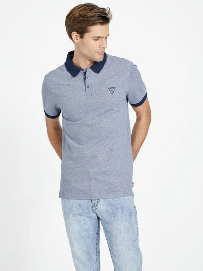 Guess Factory Finn Marled Polo In Blue