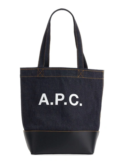 Apc Navy Small Axel Denim Tote In Blue