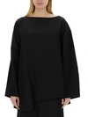 Jil Sander Asymmetrical Black Top With Unique Silhouette In Black