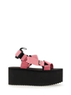 Moschino Women's Logo Print Strappy Platform Sandals In Pink