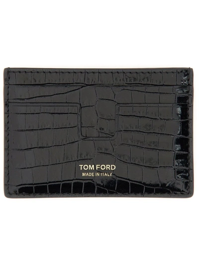 Tom Ford T Line Card Holder In Black