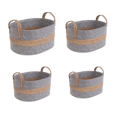 Ele Light & Decor Woven Storage Baskets With Handles Set Of 4 Decorative Bins