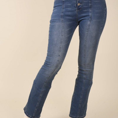 Anna-kaci Middle Seam Multi-button Jeans In Blue