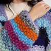 Saachi Style Rainbow Knitted Cardigan In Blue
