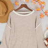 Anna-kaci Contrast Stitching Relaxed Knit Sweater In Brown