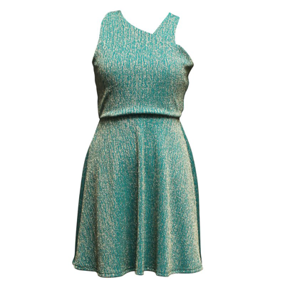 Ava & Yelly One Shoulder Lurex In Green