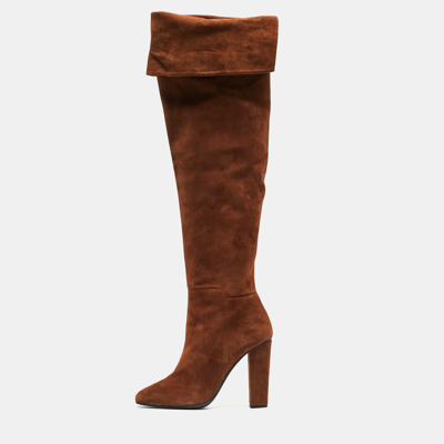 Pre-owned Giuseppe Zanotti Brown Suede Alabama Over The Knee Boots Size 41