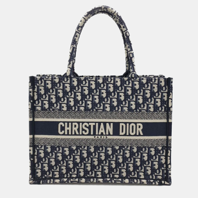Pre-owned Dior Christian  Oblique Book Tote Bag 36 In Navy Blue