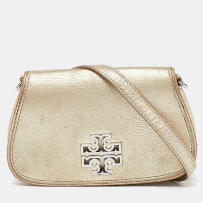 Pre-owned Tory Burch Gold Leather Britten Crossbody Bag