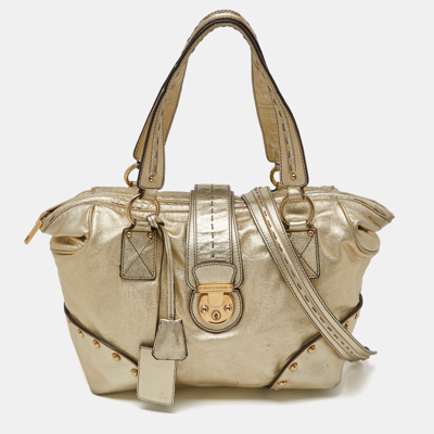 Pre-owned Dolce & Gabbana Gold Leather Satchel