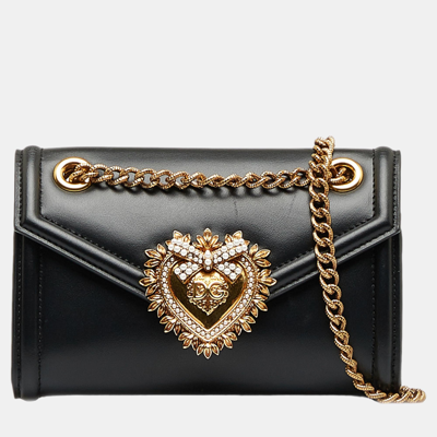 Pre-owned Dolce & Gabbana Black Small Devotion Crossbody Bag